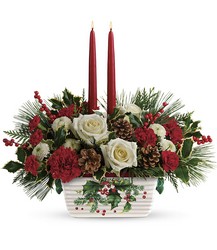 Teleflora's Halls Of Holly Centerpiece from Swindler and Sons Florists in Wilmington, OH
